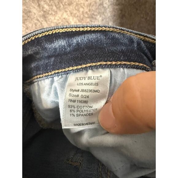 Judy Blue Distressed Boyfriend Fit Paint Spot Blue Jeans - Size 0/24 - Picture 7 of 10